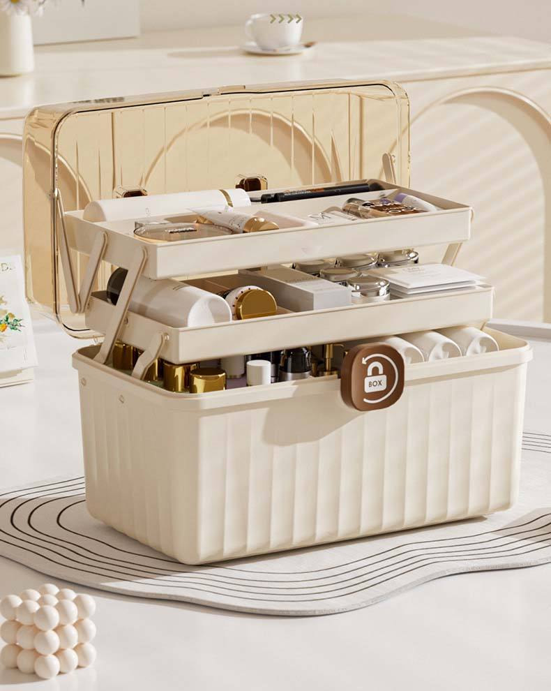 Plastic Storage Organizer Box, Multi-Purpose Desktop Container for Cosmetics, Personal Care Items and Household Essentials