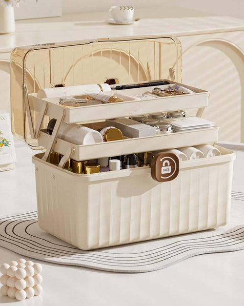 Plastic Storage Organizer Box, Multi-Purpose Desktop Container for Cosmetics, Personal Care Items and Household Essentials