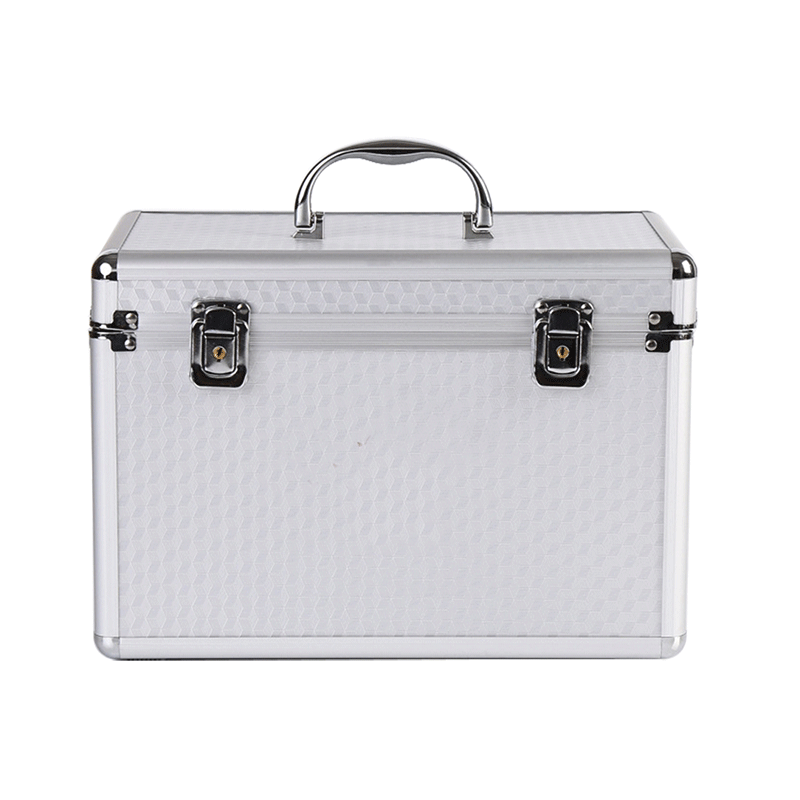 2-Layer Aluminum Alloy Lockable Storage Box with Carry Handle, Portable Organizer Case for First Aid Supplies, Medications and Household Items