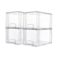 4-Pack Stackable Acrylic Storage Drawers, Clear Organizer Bins for Bathroom, Makeup, Medicine, Kitchen and Home Organization